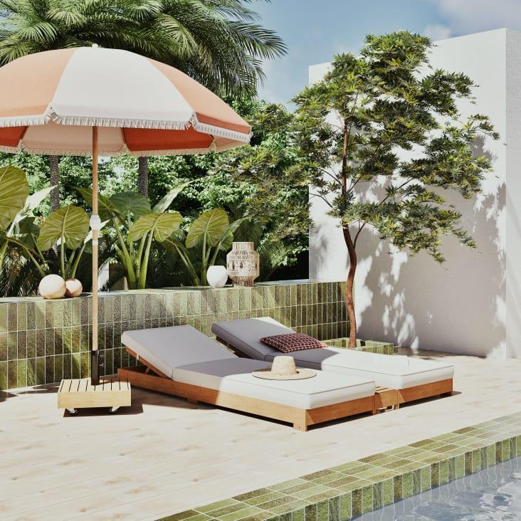 Maisons du Monde Portimao - Pie de parasol de hormigón recubierto de madera de acacia maciza con ruedas 35 kg COMPRAR AHORA