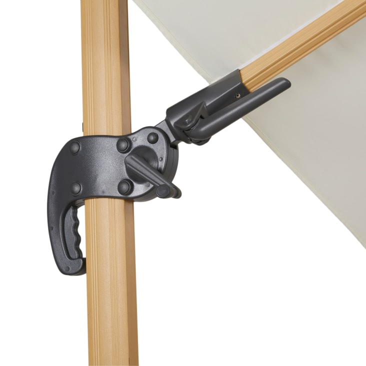 Maisons du Monde Aguadila - Sombrilla con brazo lateral 3 x 3m de aluminio efecto madera y tela color crudo ÚLTIMAS EDICIONES