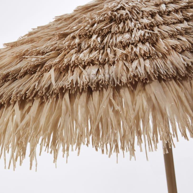 Maisons du Monde Paillotte - Sombrilla de metal imitación a madera con flecos de color natural Último día