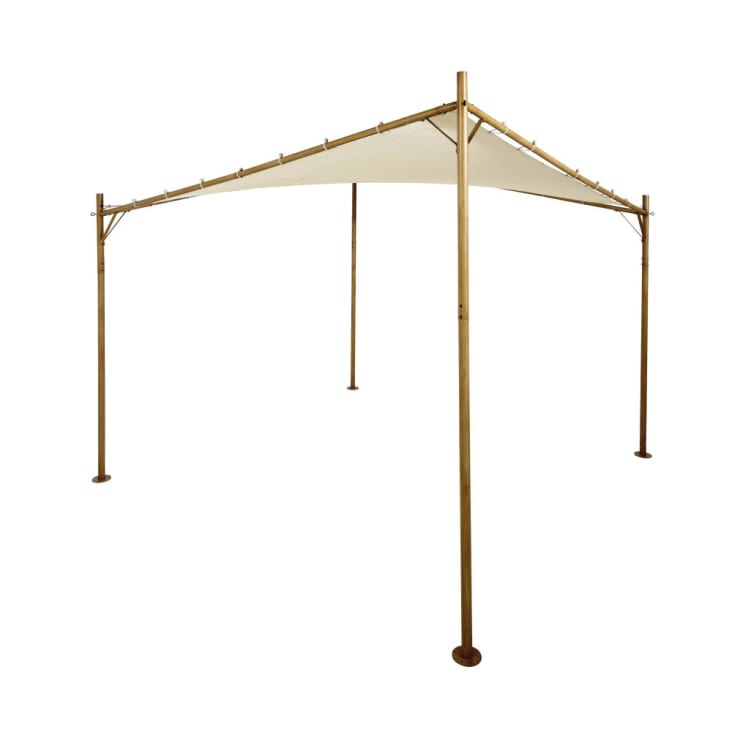 Maisons du Monde Ombre - Cenador para jardín de metal efecto madera y tela color crudo Liquidación