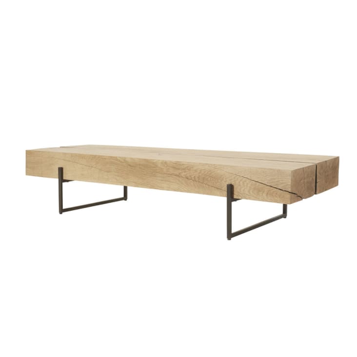 Maisons du Monde Magnus - Mesa baja de roble macizo y metal negro Últimos 3 días