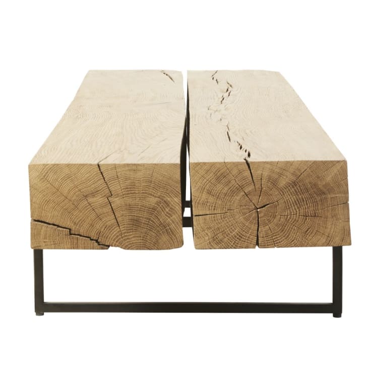 Maisons du Monde Magnus - Mesa baja de roble macizo y metal negro Últimos 3 días