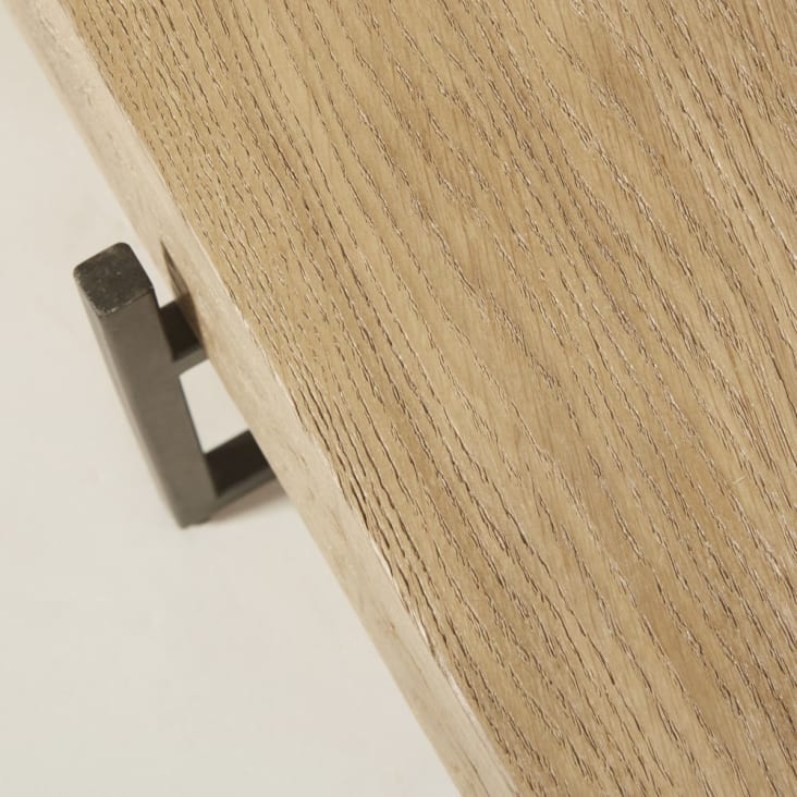 Maisons du Monde Magnus - Mesa baja de roble macizo y metal negro Últimos 3 días