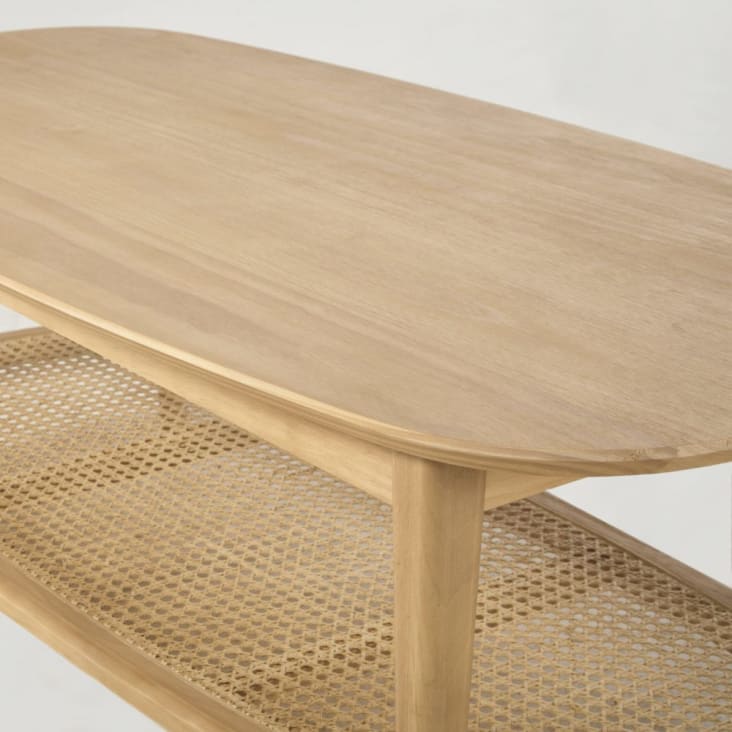 Maisons du Monde Suzelle - Mesita de café de 2 niveles de madera de pino y rejilla de ratán COMPRAR AHORA