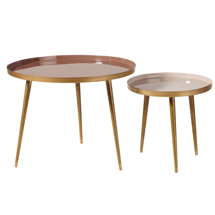 Maisons du Monde Avril - Mesas apilables de metal beige rosado y dorado Precio de fábrica