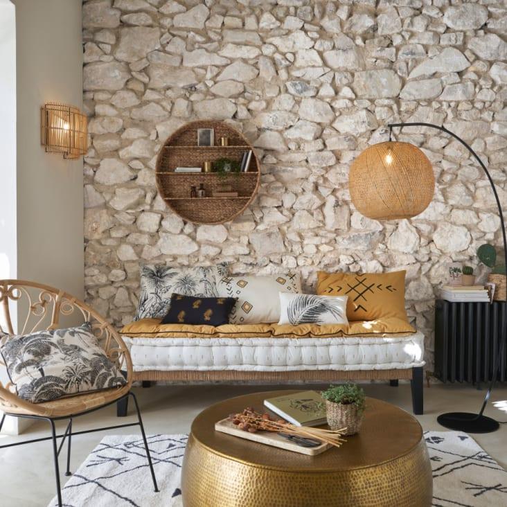 Maisons du Monde Paloma - Mesa baja de aluminio martillado dorado Promoción por tiempo limitado