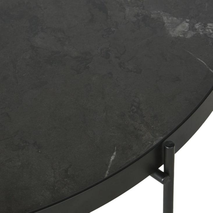 Maisons du Monde Cruzzo - Mesa baja redonda con efecto mármol negro Oferta especial de fábrica