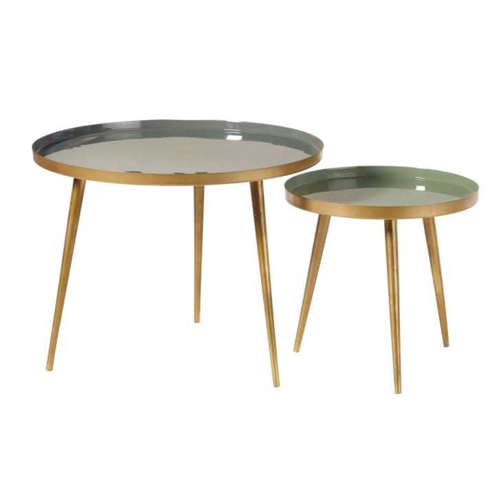 Maisons du Monde Avril - Mesas apilables de metal verde y dorado Solo queda un día