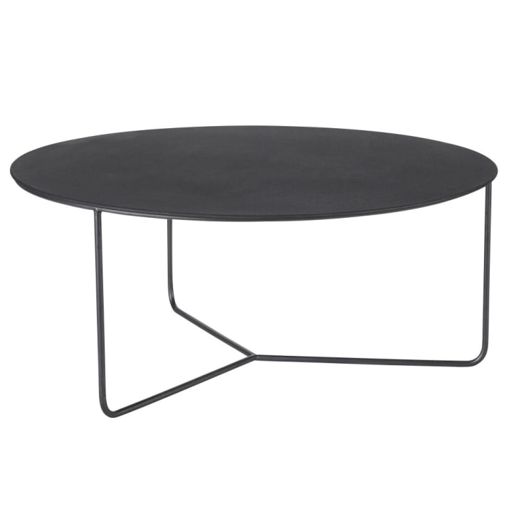 Maisons du Monde Siyah - Mesita de café redonda de metal gris antracita Grandes descuentos