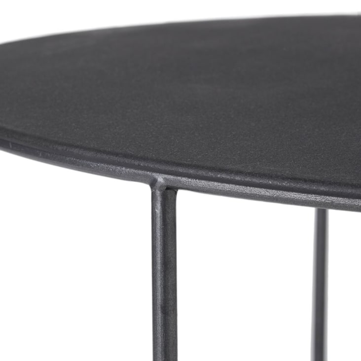 Maisons du Monde Siyah - Mesita de café redonda de metal gris antracita Grandes descuentos