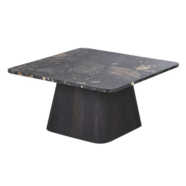 Maisons du Monde Pixus - Mesa de centro de piedra natural y mango negro Limitado a 3 días