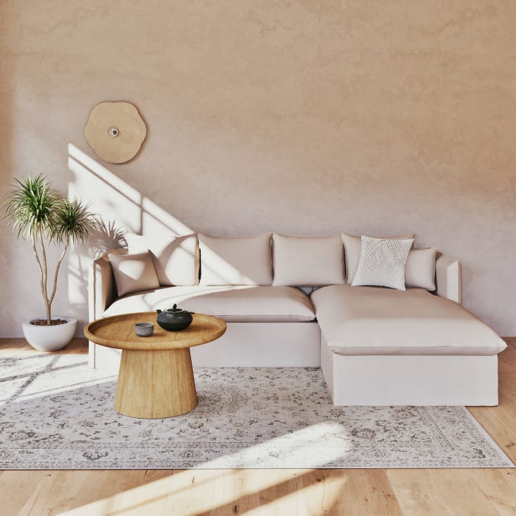 Maisons du Monde Malaya - Mesa baja redonda de madera de mango macizo Libre de impuestos