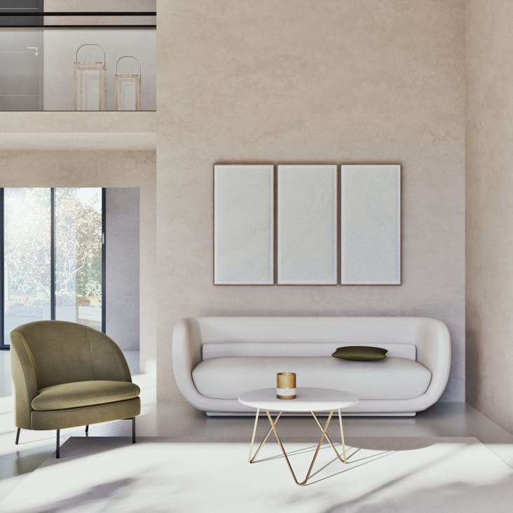 Maisons du Monde Eagle - Mesita de café redonda de mármol y metal color latón Descuentos del mes