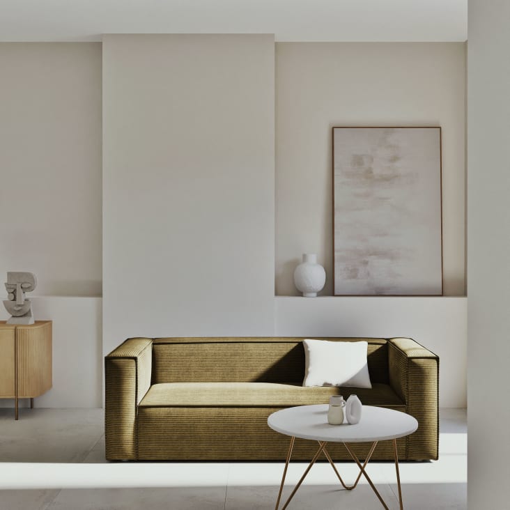 Maisons du Monde Eagle - Mesita de café redonda de mármol y metal color latón Descuentos del mes