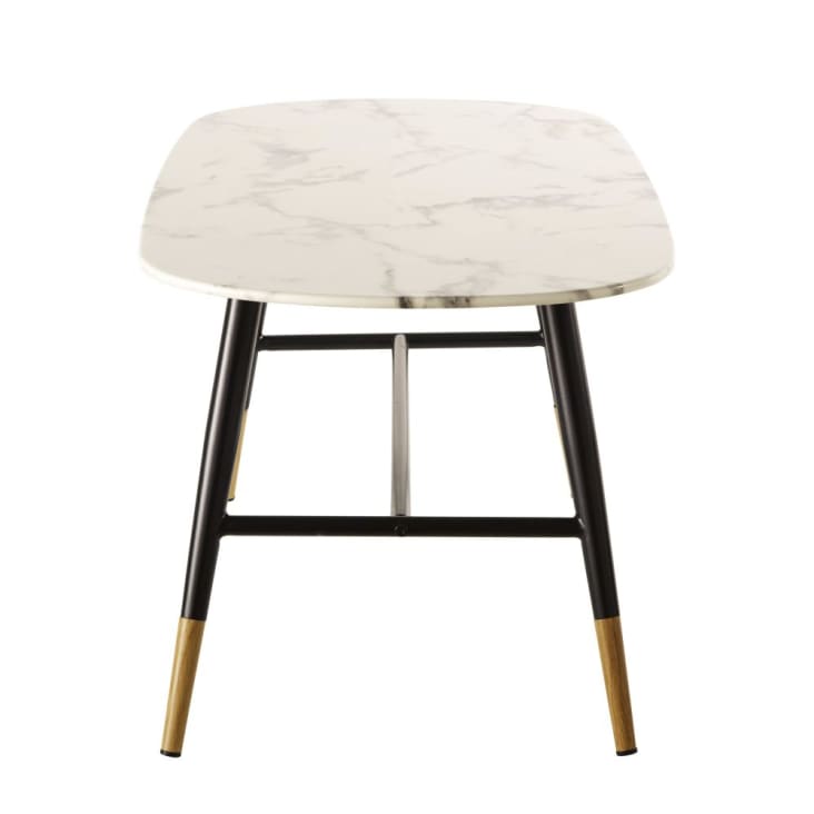 Maisons du Monde Rhea - Mesa baja de vidrio templado con efecto de mármol Oferta exclusiva