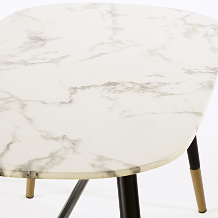 Maisons du Monde Rhea - Mesa baja de vidrio templado con efecto de mármol Oferta exclusiva