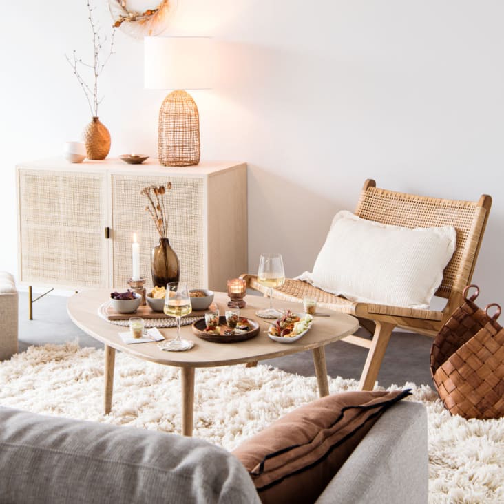 Maisons du Monde Trocadero - Mesa baja vintage de mango macizo Descuento por venta flash