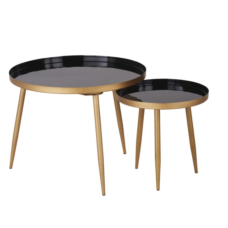 Maisons du Monde Avril - Mesas bajas redondas de metal negro y dorado (x2) Ofertas especiales