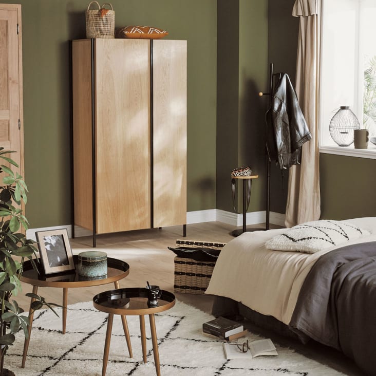 Maisons du Monde Avril - Mesas bajas redondas de metal negro y dorado (x2) Ofertas especiales