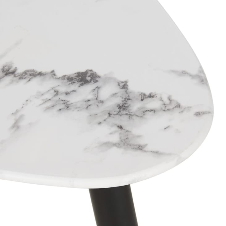 Maisons du Monde Phea - Mesa baja de cristal con efecto mármol blanco y metal color latón y negro Grandes ahorros