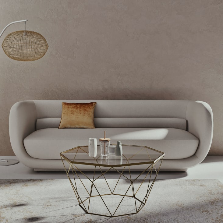 Maisons du Monde Blossom - Mesa baja de metal color latón y cristal Precio ultrabajo