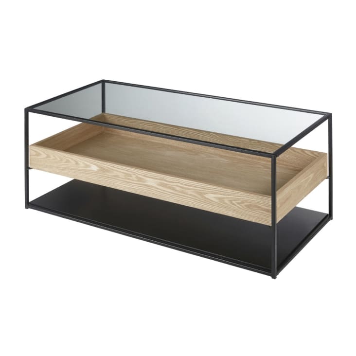 Maisons du Monde Raven - Mesa baja de vidrio templado y metal negro Devoluciones gratuitas