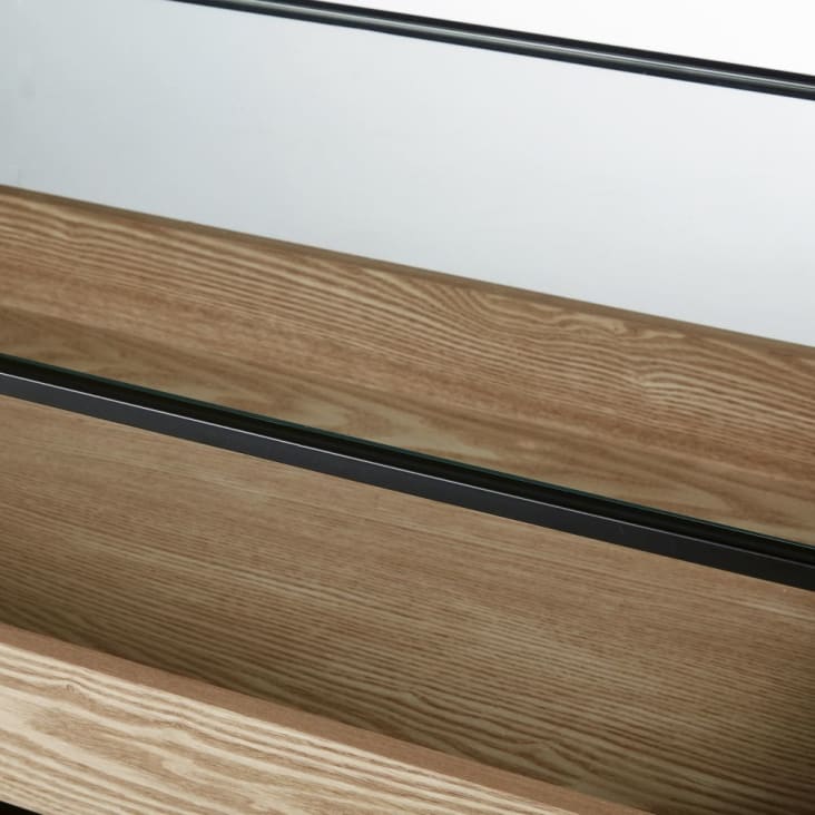 Maisons du Monde Raven - Mesa baja de vidrio templado y metal negro Devoluciones gratuitas
