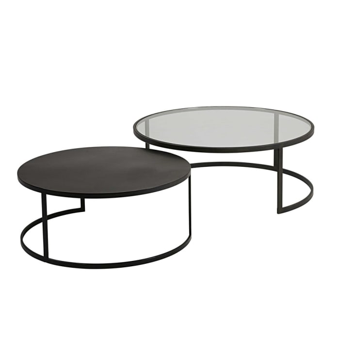 Maisons du Monde Eclipse - 2 mesas apilables de vidrio templado y metal negro Outlet