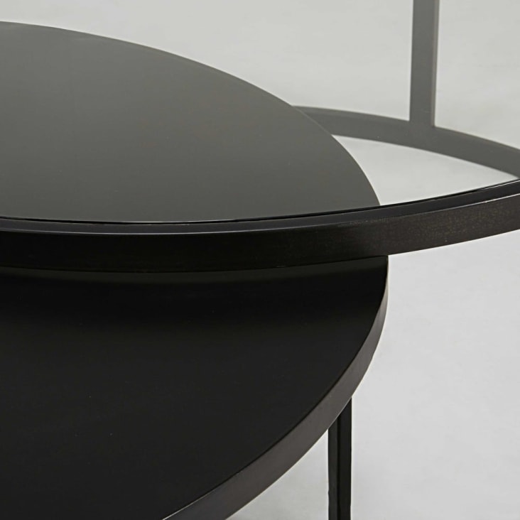 Maisons du Monde Eclipse - 2 mesas apilables de vidrio templado y metal negro Outlet
