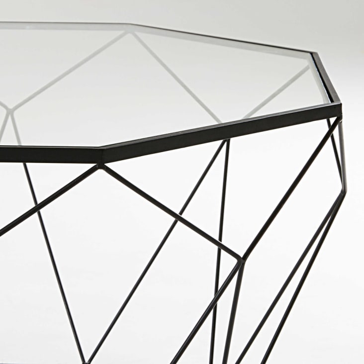 Maisons du Monde Blossom - Mesa baja de vidrio templado y metal negro Outlet online