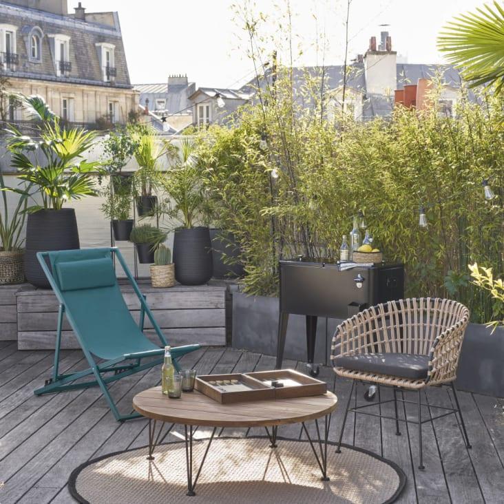 Maisons du Monde Fresh - Kit de nevera de jardín con ruedas de metal negro Ofertas
