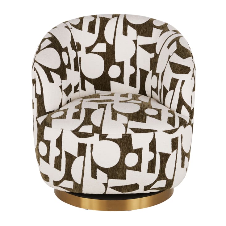 Maisons du Monde Pulp - Sillón giratorio en jacquard beige y verde caqui En oferta