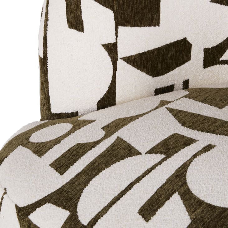 Maisons du Monde Pulp - Sillón giratorio en jacquard beige y verde caqui En oferta