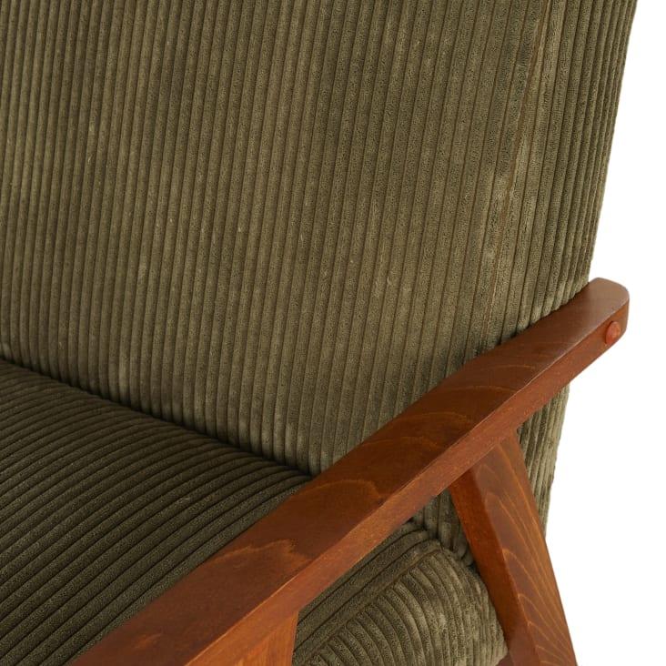 Maisons du Monde Hermann - Sillón vintage de madera de haya y pana verde caqui Gran oferta