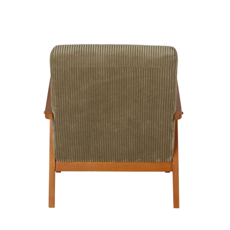 Maisons du Monde Hermann - Sillón vintage de madera de haya y pana verde caqui Gran oferta