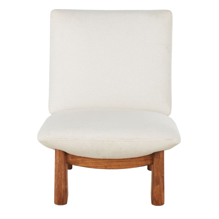 Maisons du Monde Amaya - Sillón beige con patas de madera de hevea Rebajas baratas