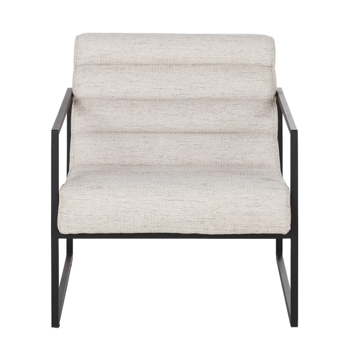 Maisons du Monde Canyon - Sillón de tela color crudo y acero negro Rebajas de fábrica