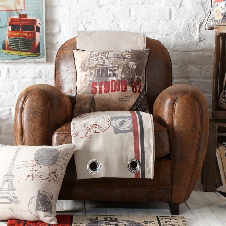 Maisons du Monde Arizona - Sillón de piel de antelina marrón Liquidación