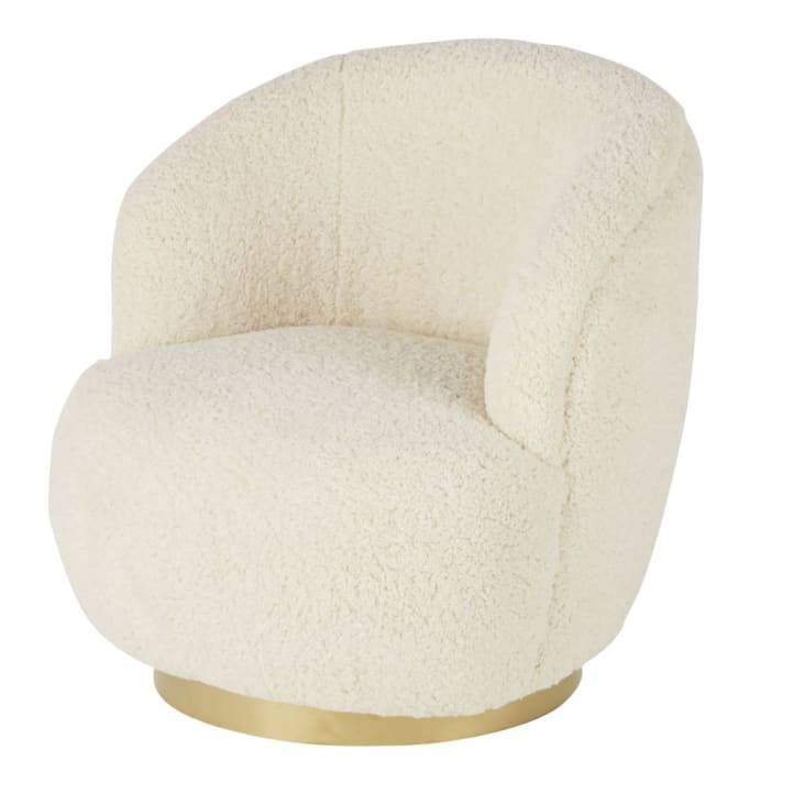 Maisons du Monde Pulp - Sillón giratorio de piel sintética color crudo