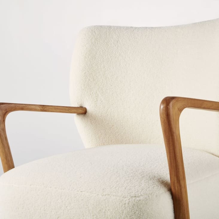 Maisons du Monde Meyer - Sillón de rizo blanco y abedul macizo Envío gratis
