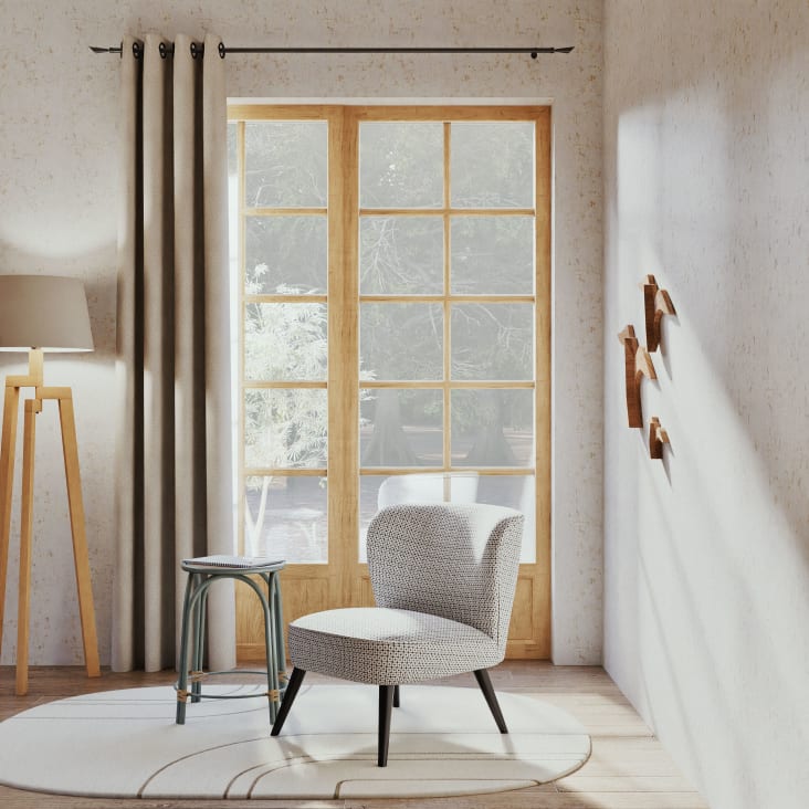 Maisons du Monde Palm - Butaca de terciopelo con motivos decorativos en blanco y negro Último día