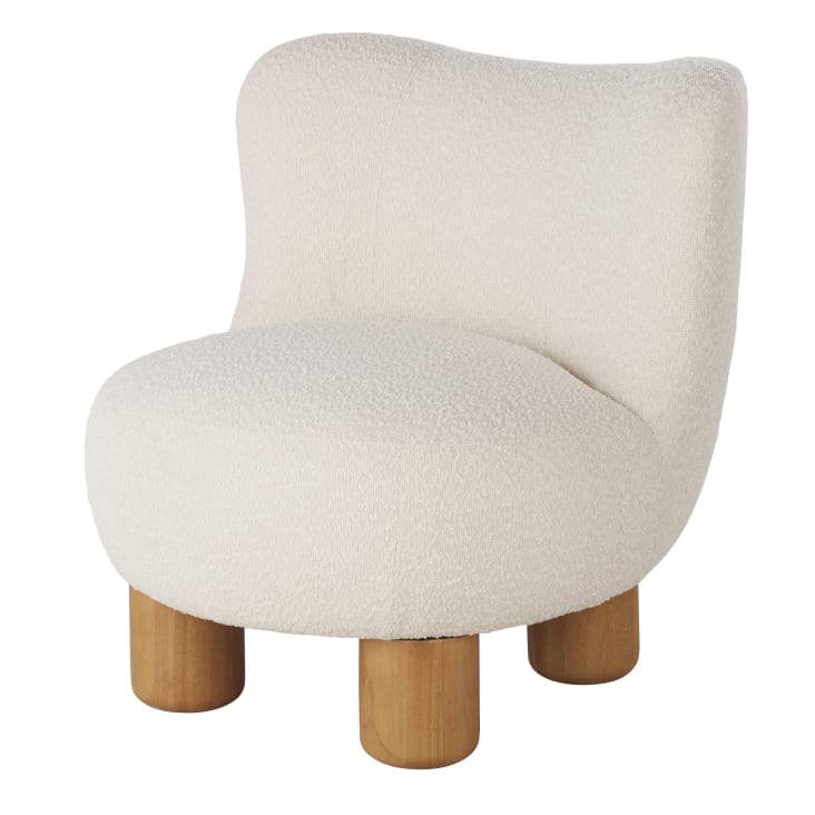 Maisons du Monde Noham - Sillón de tela color crudo efecto lana rizada