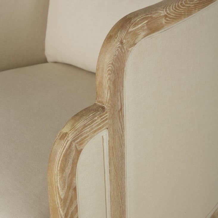 Maisons du Monde Earo - Sillón de lino beige con patas de madera de roble Promoción trimestral
