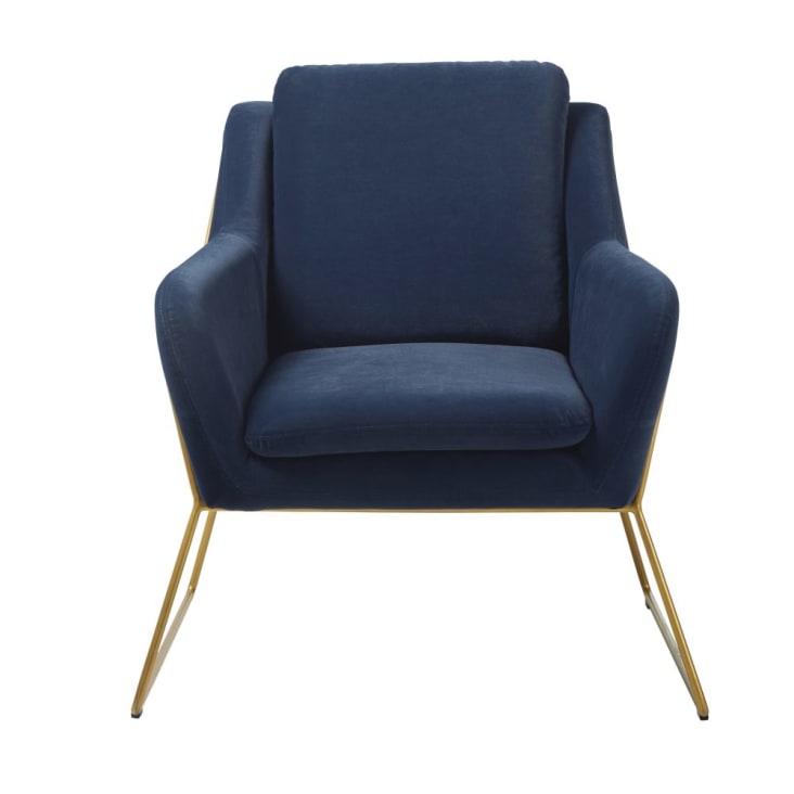 Maisons du Monde Jasper - Sillón de terciopelo azul oscuro y color latón Superdescuento