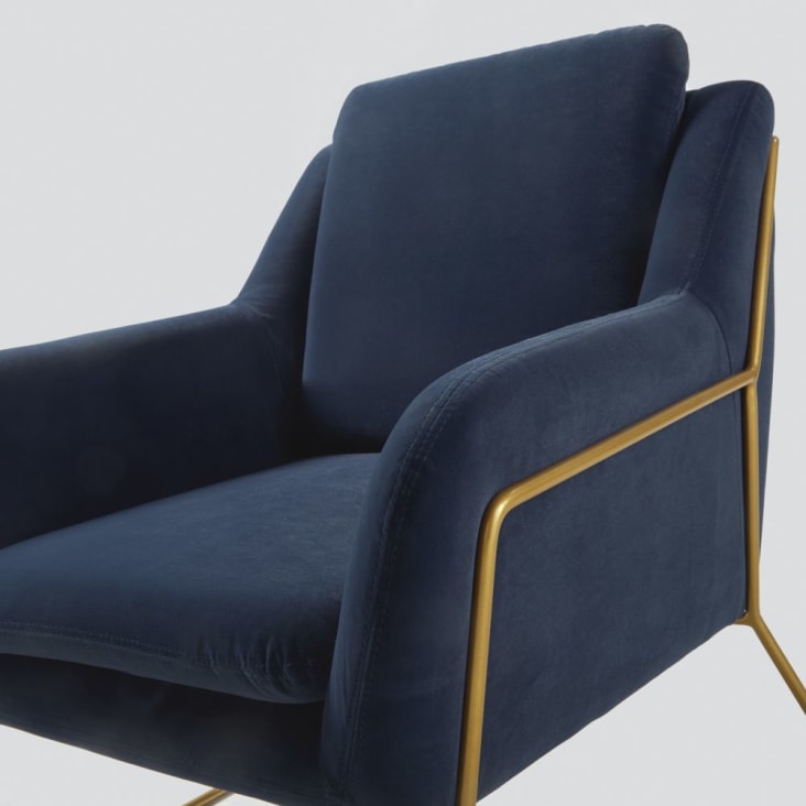 Maisons du Monde Jasper - Sillón de terciopelo azul oscuro y color latón Superdescuento