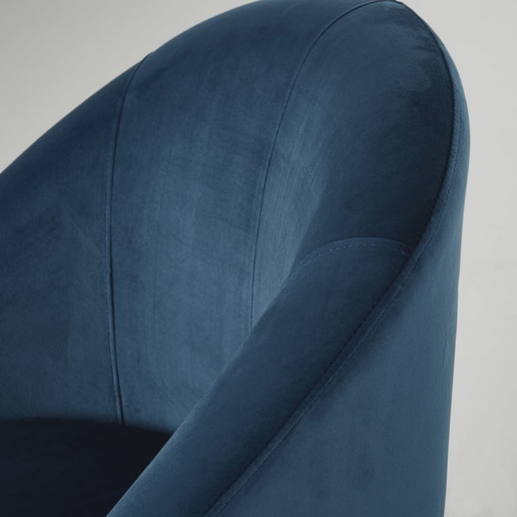 Maisons du Monde Suzie - Sillón vintage de terciopelo azul oscuro y hevea macizo Grandes descuentos