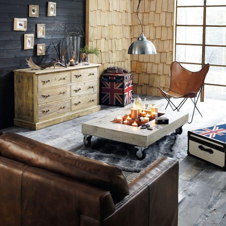 Maisons du Monde Santiago - Silla de piel color camello Liquidación