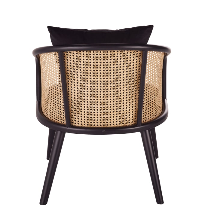 Maisons du Monde Sockette - Sillón de terciopelo negro con rejilla de mimbre Limitado a 3 días