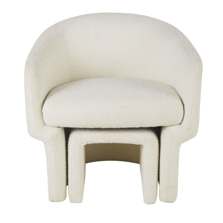 Maisons du Monde Dorset Business - Sillón y reposapiés profesionales con bucles blancos En oferta