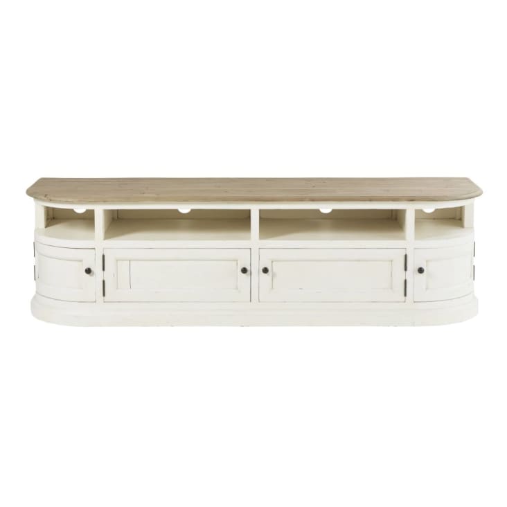 Maisons du Monde Provence - Mueble de TV de pino macizo blanco